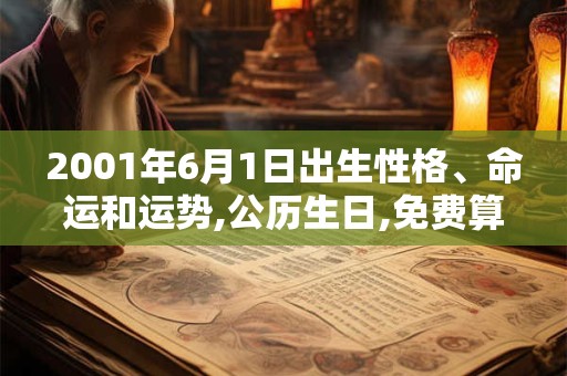 2001年6月1日出生性格、命运和运势,公历生日,免费算命
