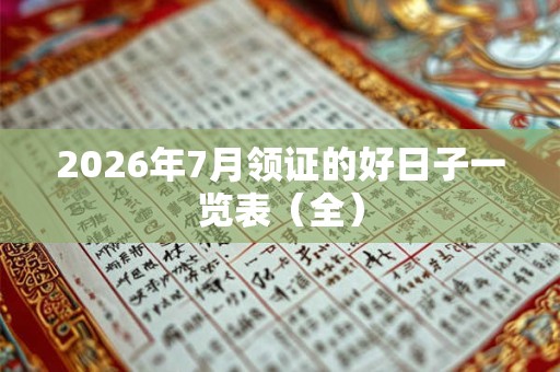 2026年7月领证的好日子一览表（全）