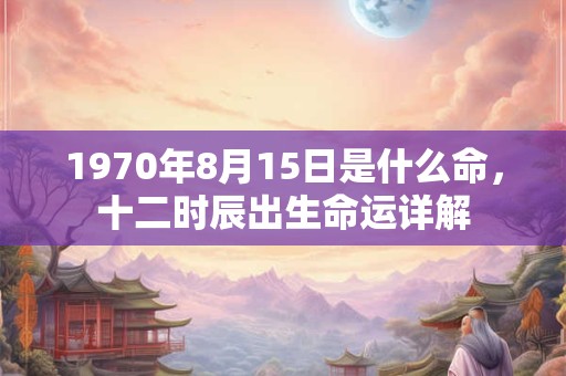 1970年8月15日是什么命,十二时辰出生命运详解 1970年8月15日是什么命,十二时辰出生命运详解