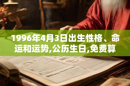 1996年4月3日出生性格、命运和运势,公历生日,免费算命 1996年4月3日出生性格、命运和运势,公历生日,免费算命