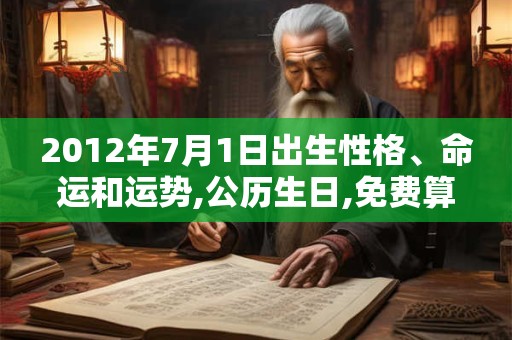 2012年7月1日出生性格、命运和运势,公历生日,免费算命