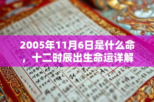 2005年11月6日是什么命，十二时辰出生命运详解