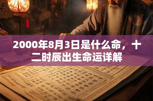 2000年8月3日是什么命，十二时辰出生命运详解