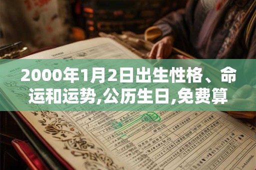 2000年1月2日出生性格、命运和运势,公历生日,免费算命