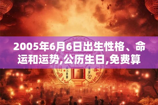 2005年6月6日出生性格、命运和运势,公历生日,免费算命