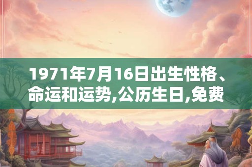 1971年7月16日出生性格、命运和运势,公历生日,免费算命 1971年7月16日出生性格、命运和运势,公历生日,免费算命