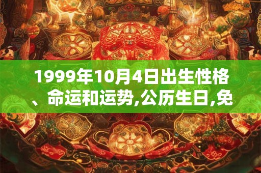 1999年10月4日出生性格、命运和运势,公历生日,免费算命