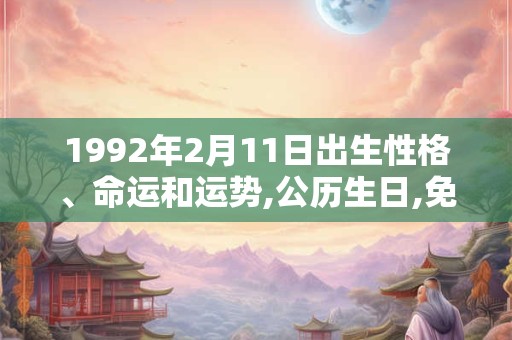 1992年2月11日出生性格、命运和运势,公历生日,免费算命