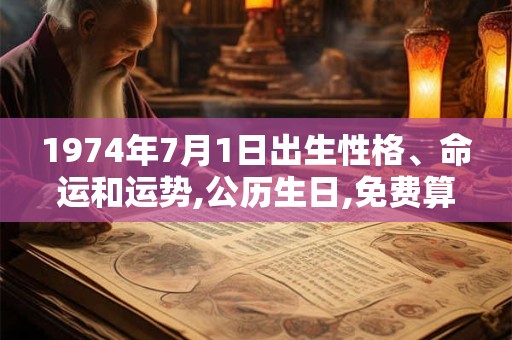 1974年7月1日出生性格、命运和运势,公历生日,免费算命