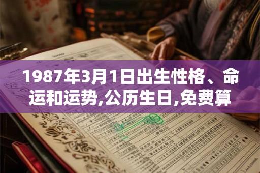1987年3月1日出生性格、命运和运势,公历生日,免费算命