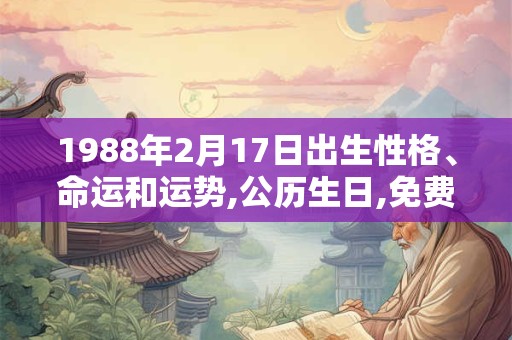 1988年2月17日出生性格、命运和运势,公历生日,免费算命 1988年2月17日出生性格、命运和运势,公历生日,免费算命