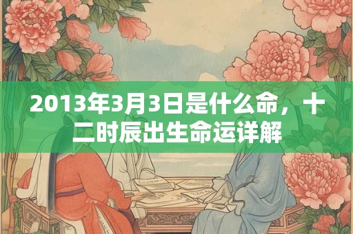 2013年3月3日是什么命，十二时辰出生命运详解
