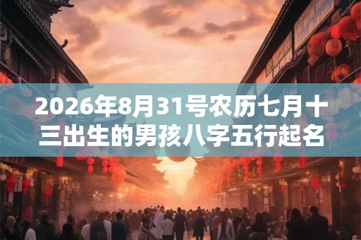 2026年8月31号农历七月十三出生的男孩八字五行起名字
