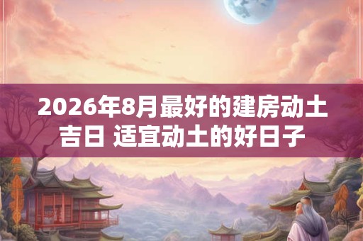 2026年8月最好的建房动土吉日 适宜动土的好日子