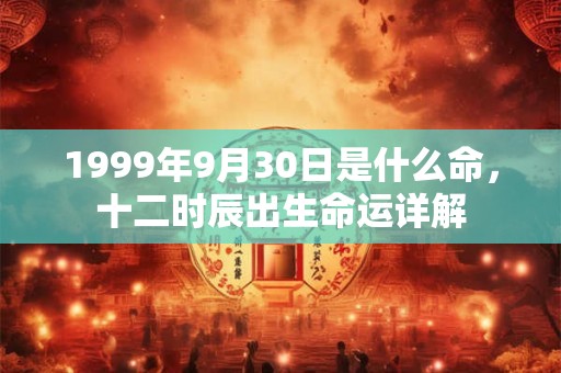 1999年9月30日是什么命，十二时辰出生命运详解