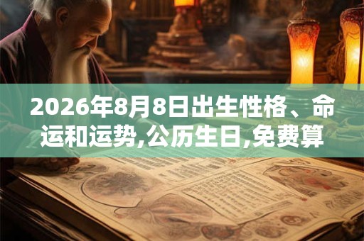2026年8月8日出生性格、命运和运势,公历生日,免费算命