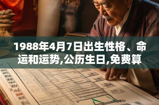 1988年4月7日出生性格、命运和运势,公历生日,免费算命