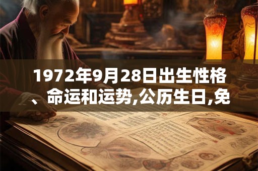 1972年9月28日出生性格、命运和运势,公历生日,免费算命