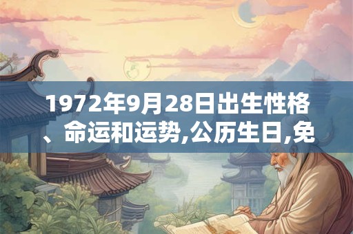 1972年9月28日出生性格、命运和运势,公历生日,免费算命