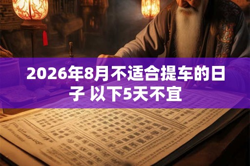 2026年8月不适合提车的日子 以下5天不宜
