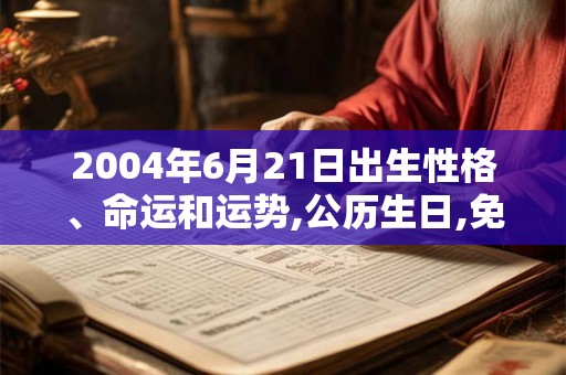 2004年6月21日出生性格、命运和运势,公历生日,免费算命 2004年6月21日出生性格、命运和运势,公历生日,免费算命