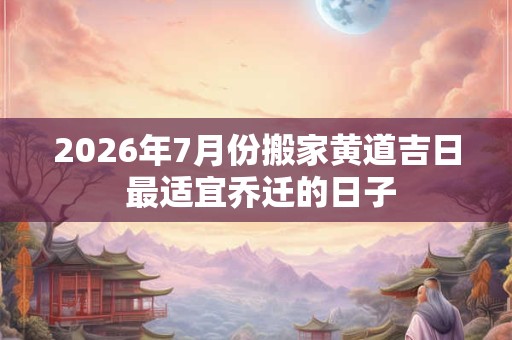 2026年7月份搬家黄道吉日 最适宜乔迁的日子