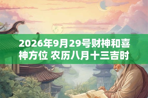 2026年9月29号财神和喜神方位 农历八月十三吉时查询 2026年9月29号财神和喜神方位 农历八月十三吉时查询