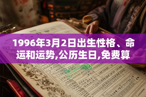 1996年3月2日出生性格、命运和运势,公历生日,免费算命 1996年3月2日出生性格、命运和运势,公历生日,免费算命