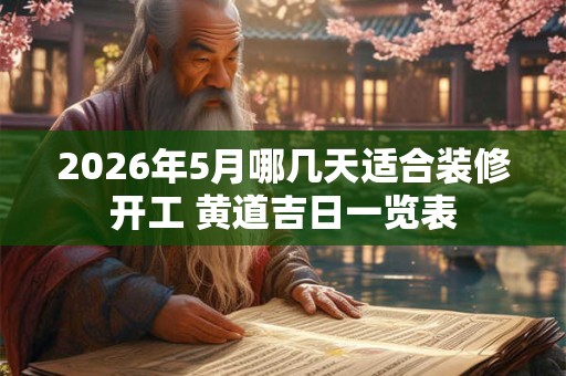 2026年5月哪几天适合装修开工 黄道吉日一览表 2026年5月哪几天适合装修开工 黄道吉日一览表