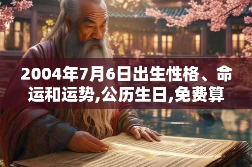 2004年7月6日出生性格、命运和运势,公历生日,免费算命