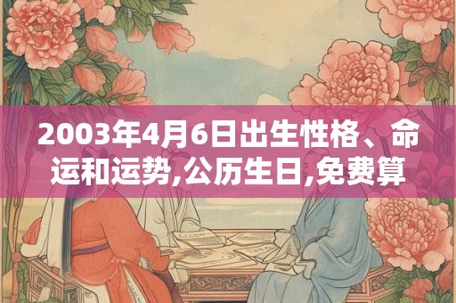 2003年4月6日出生性格、命运和运势,公历生日,免费算命