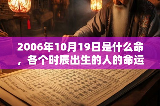 2006年10月19日是什么命,各个时辰出生的人的命运 2006年10月19日是什么命,各个时辰出生的人的命运