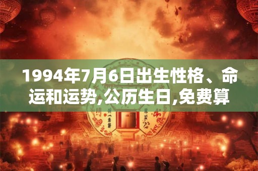 1994年7月6日出生性格、命运和运势,公历生日,免费算命