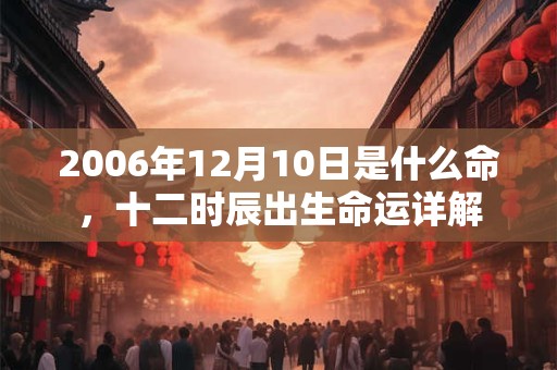 2006年12月10日是什么命，十二时辰出生命运详解