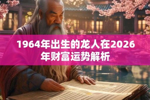 1964年出生的龙人在2026年财富运势解析