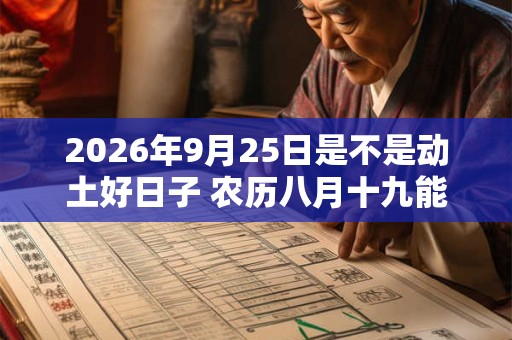 2026年9月25日是不是动土好日子 农历八月十九能动土吗