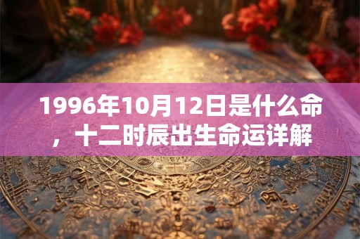 1996年10月12日是什么命，十二时辰出生命运详解