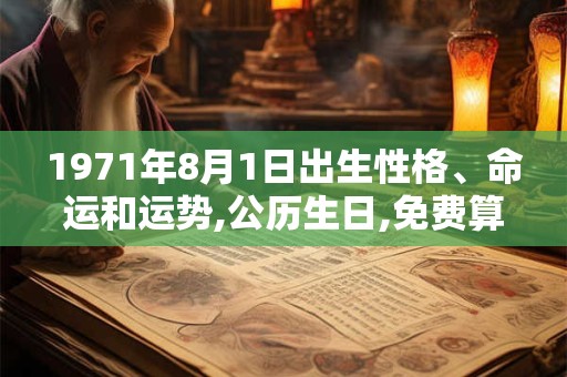 1971年8月1日出生性格、命运和运势,公历生日,免费算命