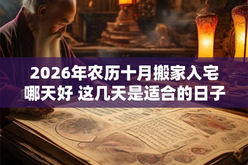 2026年农历十月搬家入宅哪天好 这几天是适合的日子