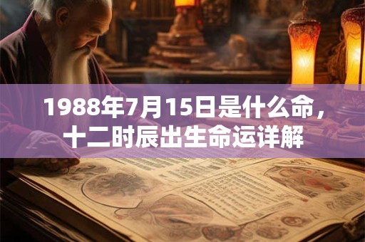 1988年7月15日是什么命，十二时辰出生命运详解