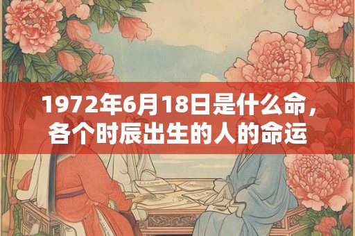 1972年6月18日是什么命，各个时辰出生的人的命运