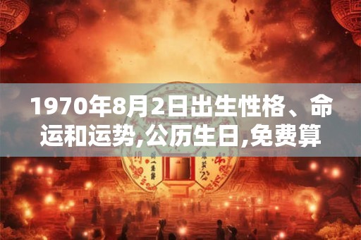 1970年8月2日出生性格、命运和运势,公历生日,免费算命