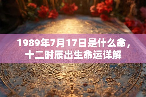 1989年7月17日是什么命，十二时辰出生命运详解