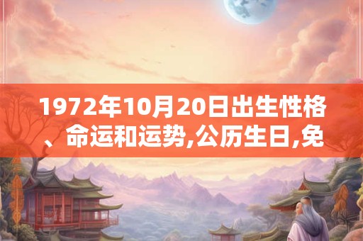 1972年10月20日出生性格、命运和运势,公历生日,免费算命 1972年10月20日出生性格、命运和运势,公历生日,免费算命