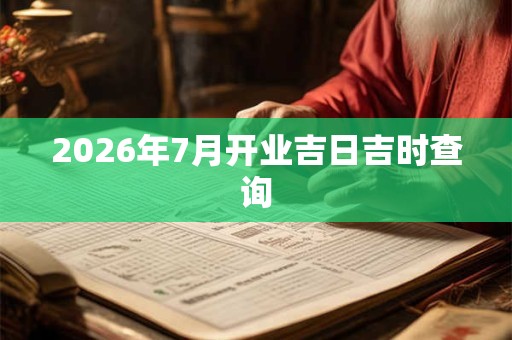 2026年7月开业吉日吉时查询