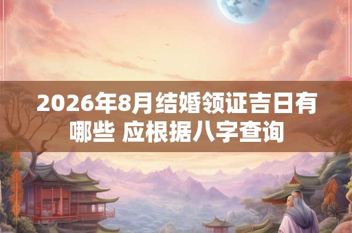 2026年8月结婚领证吉日有哪些 应根据八字查询