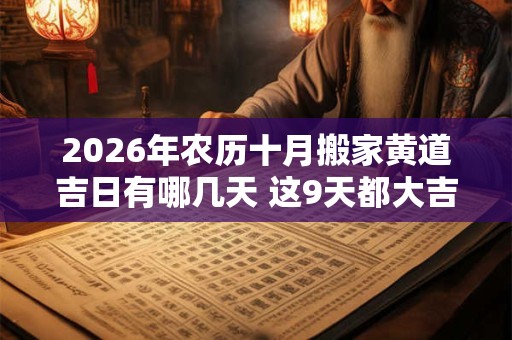 2026年农历十月搬家黄道吉日有哪几天 这9天都大吉大利