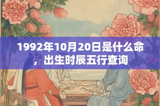 1992年10月20日是什么命，出生时辰五行查询