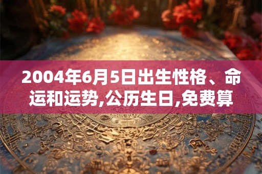2004年6月5日出生性格、命运和运势,公历生日,免费算命