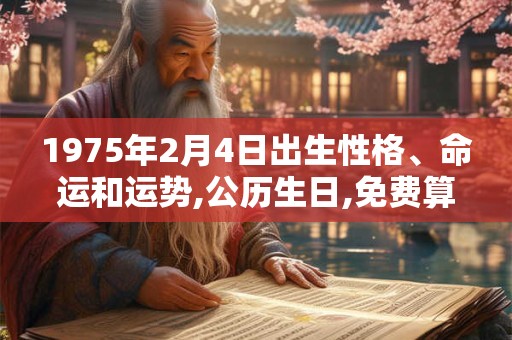 1975年2月4日出生性格、命运和运势,公历生日,免费算命 1975年2月4日出生性格、命运和运势,公历生日,免费算命